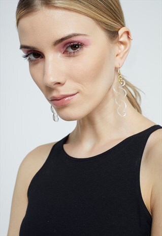 ACRYLIC SQUIGGLE HOOK EARRINGS IN CLEAR / TRANSPARENT