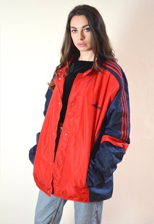 1990S VINTAGE RED AND BLUE ADIDAS OVERSIZED JACKET