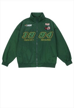 1994 bomber fleece patch 90s puffer jacket in green