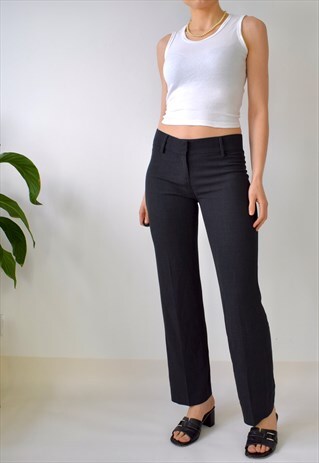 VINTAGE Y2K CHARCOAL OFFICE SMART FORMAL STRAIGHT TROUSERS