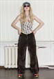 90's Vintage sexy suede/corduroy trousers in chocolate brown