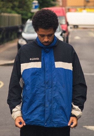 VINTAGE COLOURBLOCK COLOMBIA JACKET IN BLUE, GREY AND BLACK