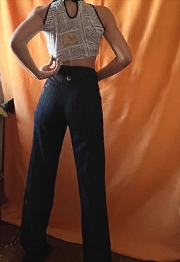 Vintage Y2K Pinstripe Pattern Tailored Trousers Ladies M