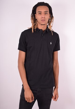 POLO RALPH LAUREN MENS VINTAGE POLO SHIRT LARGE BLACK 90S