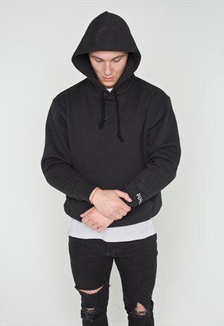 PINNA EMBROIDERED HOODIE - BLACK