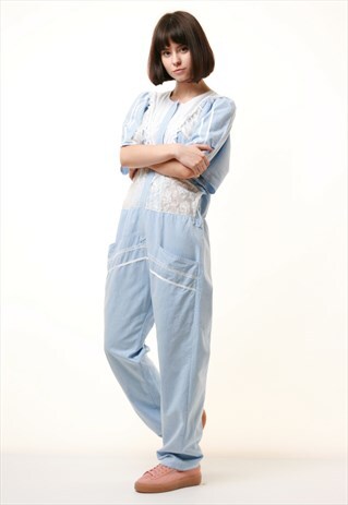 90S VINTAGE LIGHT BLUE SUMMER OVERSIZED JUMPSUIT 939