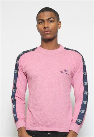 VINTAGE CHAMPION TAPE LOGO LONG SLEEVE T-SHIRT PINK