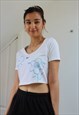 NIKE X BANS HAND PAINTED WHITE STRETCHY CROP TOP