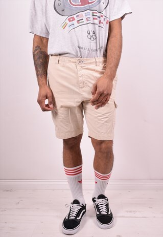 CHAMPION MENS VINTAGE CARGO SHORTS W32 BEIGE 90S