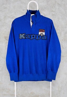 Vintage Blue Kappa Fleece Sweatshirt Embroidered Medium