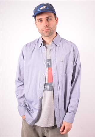 LACOSTE MENS VINTAGE SHIRT LARGE BLUE 90S