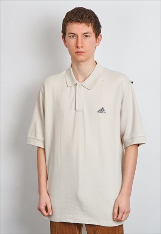 VINTAGE 90'S ADIDAS OFF WHITE POLO T-SHIRT