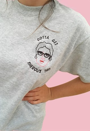 LOUIS THEROUX GREY EMBROIDERED T-SHIRT
