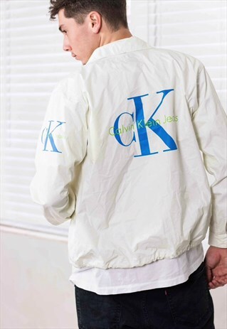 VINTAGE CALVIN KLEIN WINDBREAKER JACKET LOGO 90S M 14.1