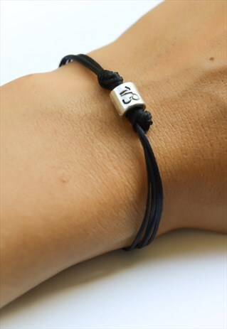 SILVER ZODIAC CAPRICORN SIGN BRACELET BLACK CORD ASTROLOGY