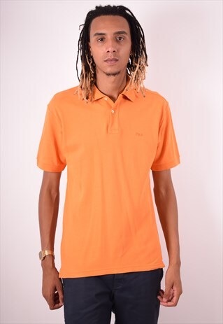FILA MENS VINTAGE POLO SHIRT MEDIUM ORANGE 90S