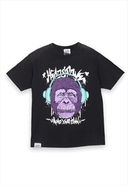 Head stone black ape graffiti graphic t-shirt