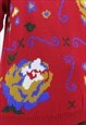 90S VINTAGE RED FLORAL JUMPER (SIZE S)