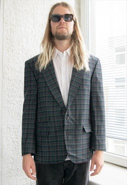 Vintage 70's Multicolour Checked Wool Suit Jacket