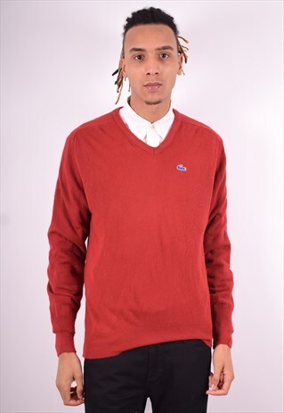 LACOSTE MENS VINTAGE JUMPER SWEATER MEDIUM RED 90'S