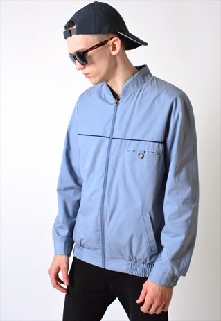 VINTAGE 70S LIGHT BLUE LIGHTWEIGHT REVERSIBLE BOMBER JACKET