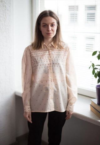 VINTAGE 70'S CREAM PATTERNED SHIRT