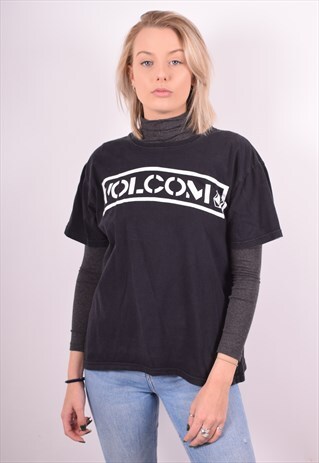 WOMENS VINTAGE T-SHIRT TOP MEDIUM BLACK 90S