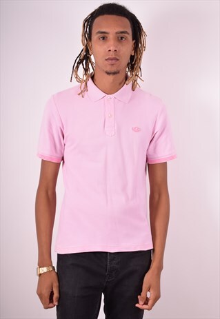 ADIDAS MENS VINTAGE POLO SHIRT MEDIUM PINK 90S