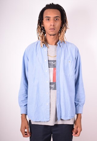 LACOSTE MENS VINTAGE SHIRT LARGE BLUE 90S