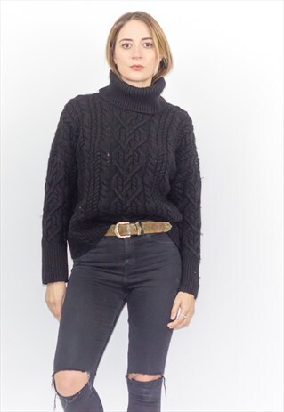 RETRO SOFT CHUNKY KNIT TURTLE NECK JUMPER