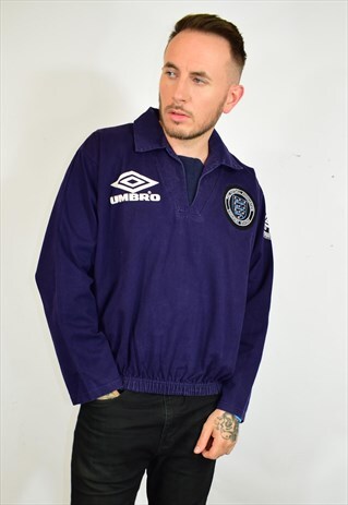 VINTAGE 90S UMBRO PRO TRAINING NAVY PULL OVER SWEATER TOP