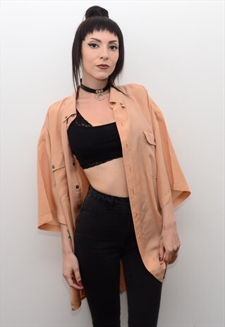 VINTAGE 90'S GENUINE SILK APRICOT OVERSIZED SHIRT