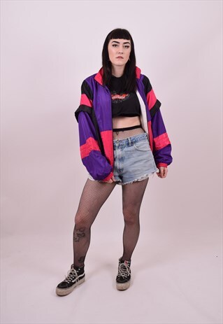 VINTAGE 90'S PINK PURPLE WINDBREAKER JACKET LARGE UNISEX