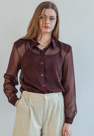 VINTAGE Y2K SHEER PURPLE BLOUSE