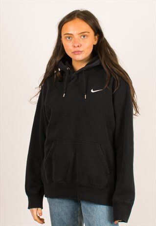 VINTAGE BLACK NIKE HOODIE PULLOVER LARGE