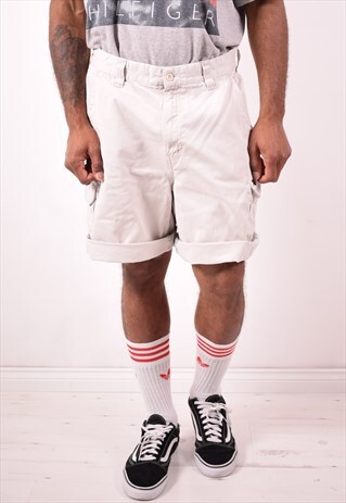 TOMMY HILFIGER MENS VINTAGE CARGO SHORTS W34 GREY 90S