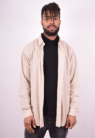 RALPH LAUREN MENS VINTAGE SHIRT XL BEIGE CHECK 90'S