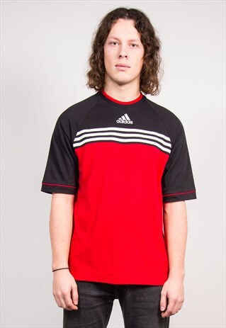 90'S ADIDAS VINTAGE RED STRIPE T-SHIRT