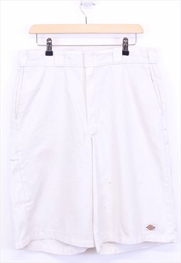 Vintage Dickies Shorts Workwear With Logo and Pockets White