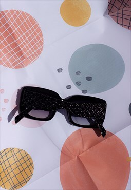 Black Rectangle Bevelled Side Sunglasses