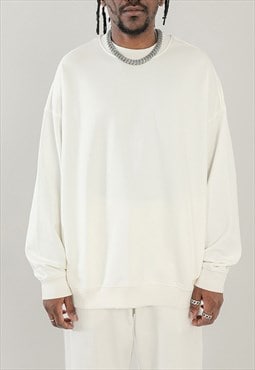 White Heavy Cotton Oversized Sweatshirts Unisex 