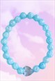 Love Heart Sky Blue Crackle Quartz Beaded Gemstone Bracelet