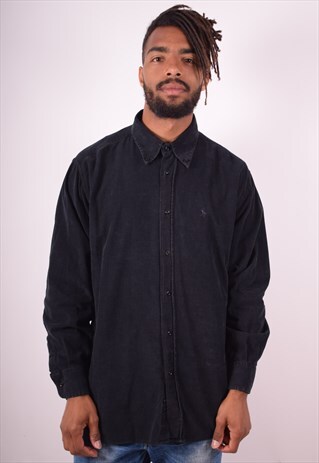 MENS VINTAGE CORDUROY SHIRT XL BLACK 90S
