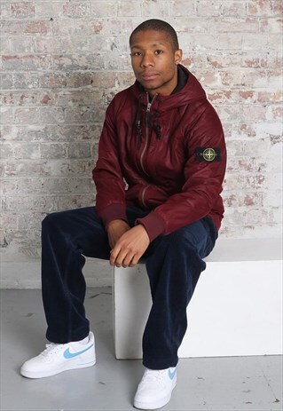 VINTAGE RARE STONE ISLAND MESH PADED JACKET RED