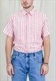 VINTAGE RAMIE COTTON SHIRT IN STRIPED PATTERN SHORT SLEEVE