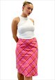 Vintage Y2k Bay Pink Checked Plaid Midi Skirt