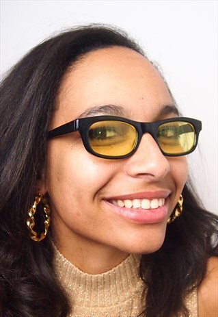 YELLOW LENS BLACK FRAME SUNGLASSES