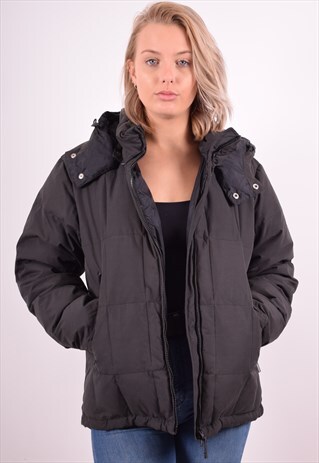 DIADORA WOMENS VINTAGE PADDED JACKET SMALL BLACK 90S