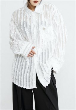 Women's striped cutout lace chiffon shirt SS2022 VOL.4