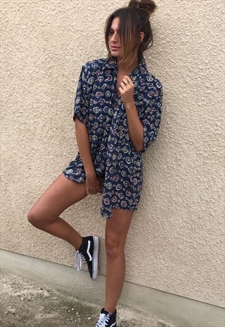 PATTERNED OVERSIZED RETRO VINTAGE UNISEX FESTIVAL SHIRT